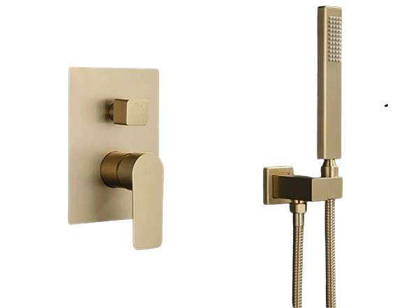 Sistem de dus incastrat auriu nichelat, para patrata 40cm cm, doua functii de curgere a apei [5]