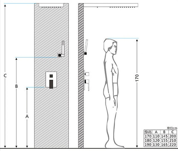 Sistem de dus incastrat cu para dreptunghiulara, negru mat [4]