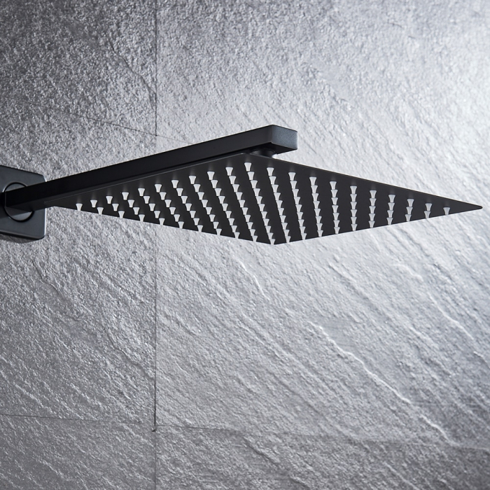 Sistem de dus incastrat cu para patrata de 30 cm, negru mat, 3 functii de curgere a apei [3]