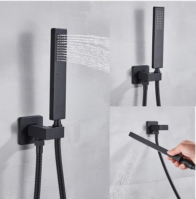 Sistem de dus incastrat cu para patrata de 40 cm, negru mat,tip cascada [3]