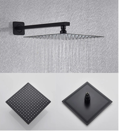 Sistem de dus incastrat cu para patrata de 40 cm, negru mat,tip cascada [2]