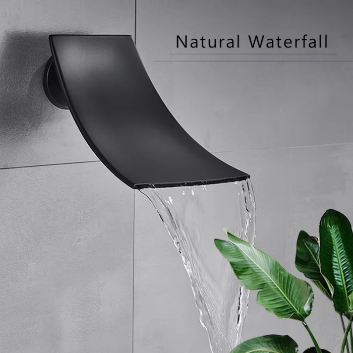 Sistem de dus incastrat in tavan, termostatic, negru mat, tip cascada, 30X30 [3]