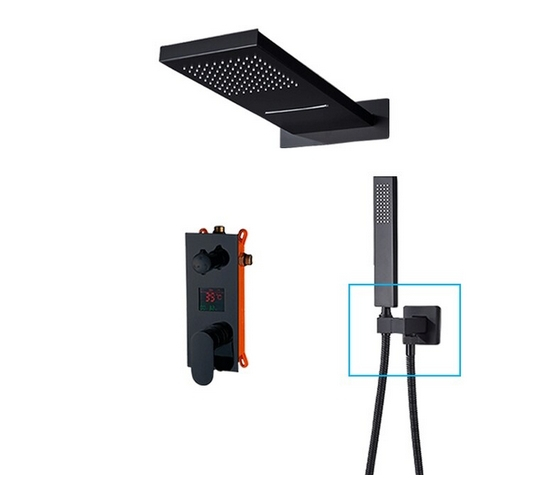 Sistem de dus incastrat, para dreptunghiulara, negru mat cu termostat [5]