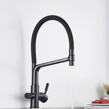 Baterii Bucatarie - Baterie bucatarie cu 3 cai pentru filtru de purificare, negru mat