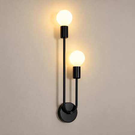 Corpuri de Iluminat Interior - Aplică de perete industrială 2 becuri E27 metal negru 47 cm