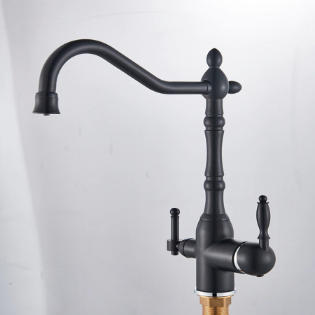 Baterie bucatarie clasica , negru mat cu robinet separat pentru apa filtrata. [5]