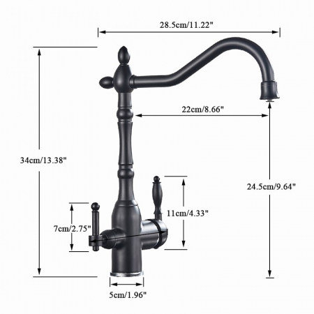 Baterie bucatarie clasica , negru mat cu robinet separat pentru apa filtrata. [4]