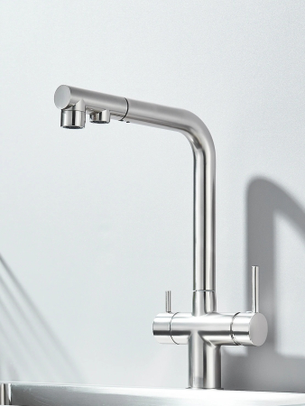 Baterii Bucatarie - Baterie bucatarie cu 3 cai, pentru filtru de purificare, argintiu cromat