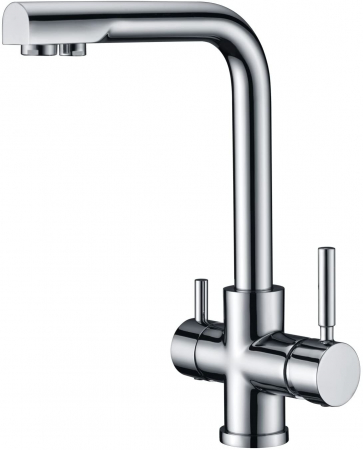 BUCATARIE - Baterie bucatarie cu 3 cai, pentru filtru de purificare, argintiu cromat
