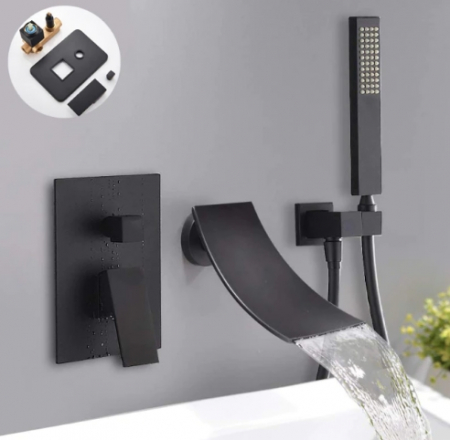 Baterie cada, tip cascada, negru mat, montare in perete [0]