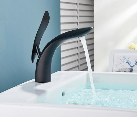 Baterie lavoar cu montare pe chiuveta, negru mat [0]