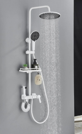 Coloana de Dus, cu efect de ploaie, termostat, alb mat [0]