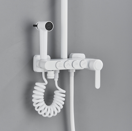 Coloana de Dus, cu efect de ploaie, termostat, alb mat [1]