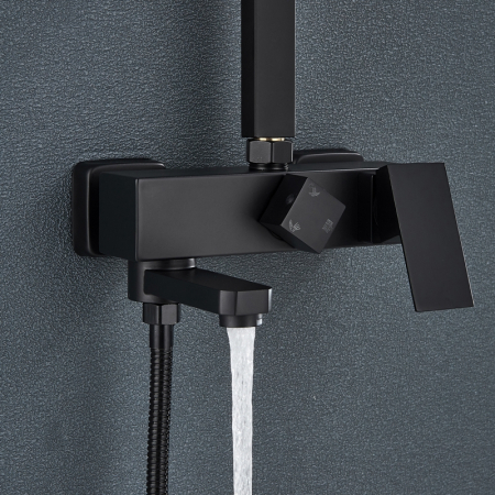 Coloana de dus cu para patrata 25 cm, negru mat, efect de ploaie, 3functii [4]
