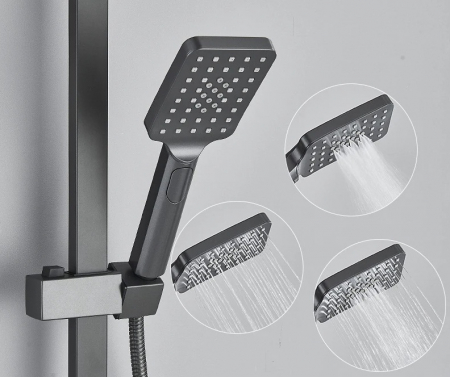 Coloana de dus cu termostat, negru mat, cu efect de ploaie, 6 functii [2]