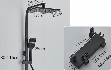 Coloana de dus cu termostat si afisaj, negru/auriu, cu efect de ploaie, 6 functii de curgere [4]