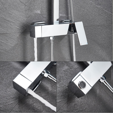 Coloana Dus, argintiu cromat, cu efect de ploaie, para dus 20 cm, 3 functii de curgere [2]