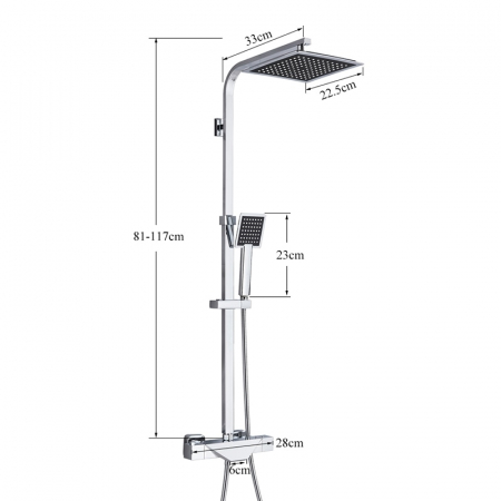 Coloana Dus cu termostat, para patrata si efect de ploaie, argintiu cromat [2]