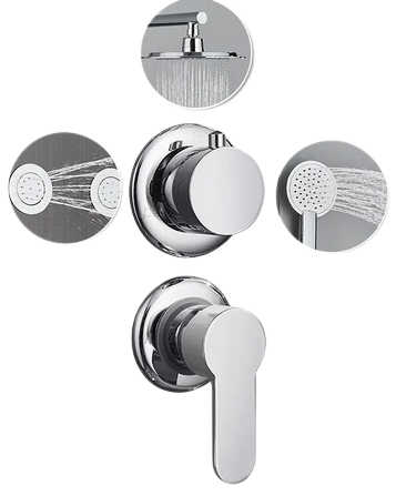 Panel Dus, negru-crom, 3 functii de curgere a apei [2]