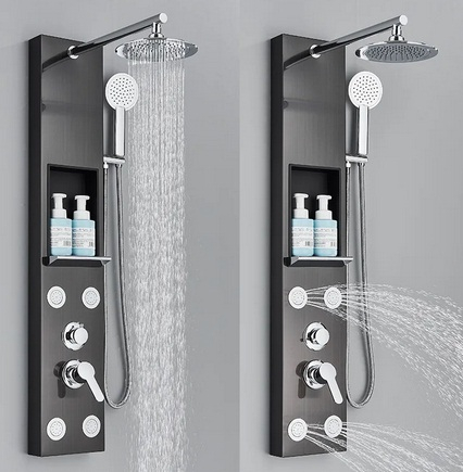 Panel Dus, negru-crom, 3 functii de curgere a apei [0]