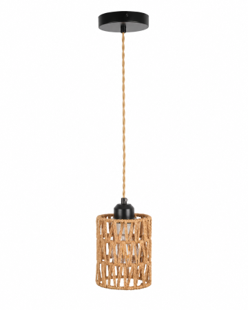 Corpuri de Iluminat Interior - Pendul Boho din iută naturală E27 Ø13,5 cm cu cablu reglabil