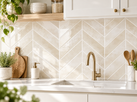 Casa & Bricolaj - Set 10 plăci autoadezive 3D Chevron Bej – 0,66 m²