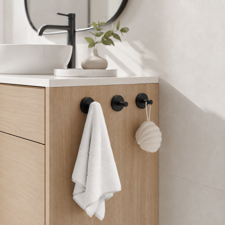 Accesorii baie - Set 4 cuiere baie negre montaj pe perete