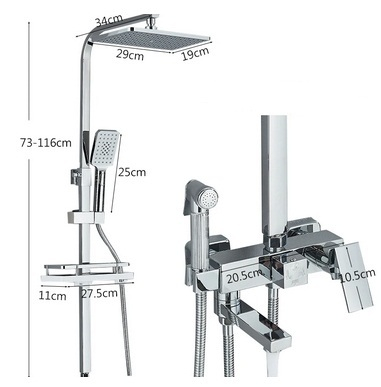 Coloane de Dus - Set de duș cu efect de ploaie pentru baie, cu robinet de pulverizare pentru bideu, crom