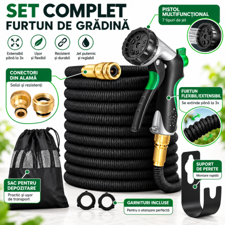 Gradina - Set furtun de grădină extensibil cu pistol și accesorii URL produs