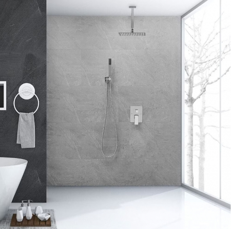 Sistem de dus incastrat in tavan cu para patrata de 40cm, crom, 2  functii de curgere a apei [0]