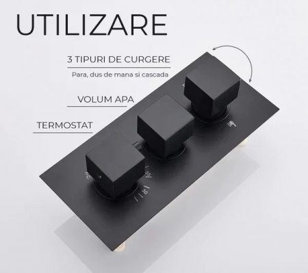 Sistem de dus incastrat, termostat, ngru mat, 40x40 [1]