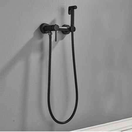 Accesorii baie - Sistem dus igienic, negru mat, rotund