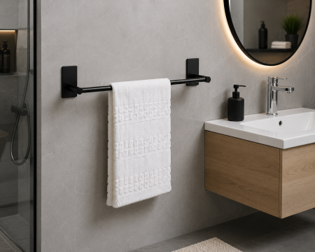 Accesorii baie - Suport prosop negru mat 40 cm