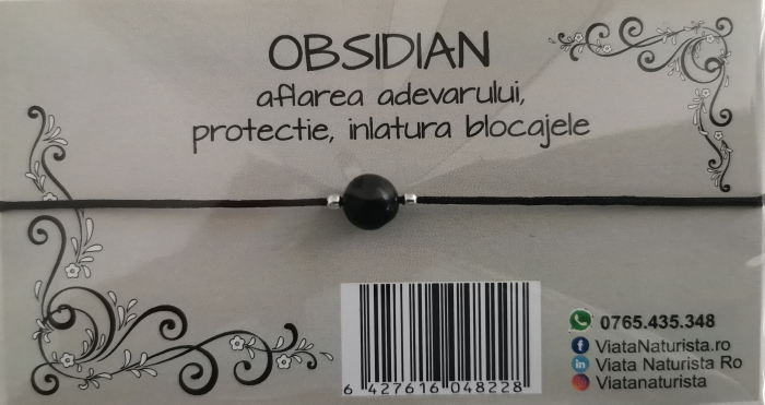 Bratara 1 piatra OBSIDIAN, lucrata manual [1]