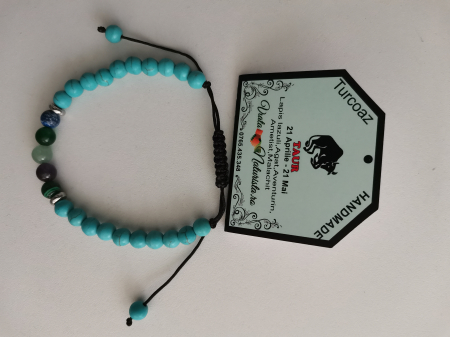 Bratari zodii cu TURCOAZ - Bratara TURCOAZ taur, lucrata manual