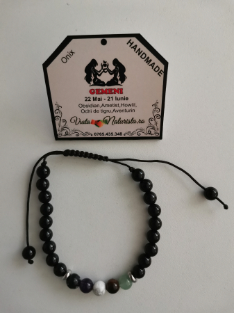 Bratari zodii cu ONIX - Bratara ONIX gemeni, lucrata manual