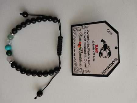 Bratari zodii cu ONIX - Bratara ONIX rac, lucrata manual