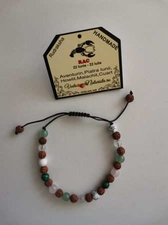 Bratari zodii cu RUDRAKSHA - Bratara RUDRAKSHA rac, lucrata manual