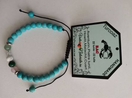 Bratari zodii cu TURCOAZ - Bratara TURCOAZ rac, lucrata manual