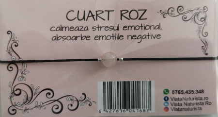 Bratari 1 piatra - Bratara 1 piatra CUART ROZ, lucrata manual