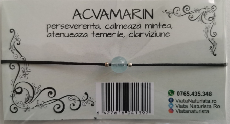 CRISTALOTERAPIE - Bratara 1 piatra ACVAMARIN, lucrata manual