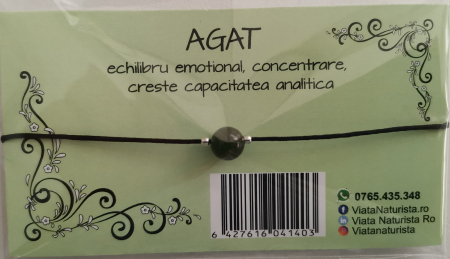 CRISTALOTERAPIE - Bratara 1 piatra AGAT, lucrata manual