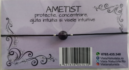 CRISTALOTERAPIE - Bratara 1 piatra AMETIST, lucrata manual