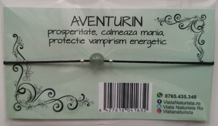 CRISTALOTERAPIE - Bratara 1 piatra AVENTURIN, lucrata manual