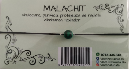 Bratari 1 piatra - Bratara 1 piatra MALACHIT, lucrata manual