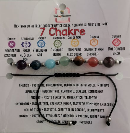 CRISTALOTERAPIE - Bratara 7 chakre cu pietre semipretioase, lucrata manual