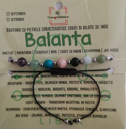 CRISTALOTERAPIE - Bratara balanta cu pietre semipretioase, lucrata manual