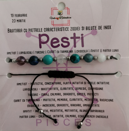 CRISTALOTERAPIE - Bratara pesti cu pietre semipretioase, lucrata manual