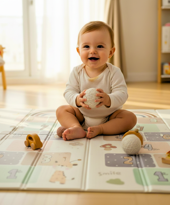 Covor de joaca pliabil pentru copii, VichemaToys, 200x180x1cm, 2 fete, multicolor [9]