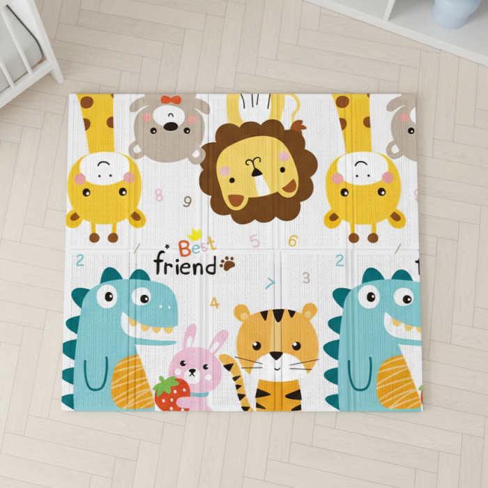 Covor de joaca termic pentru copii XXL, 200x180x1.5 cm, Material XPE de inalta densitate, 2 fete, Pliabil, Impermeabil, non-toxic, Ecologic, Antialunecare, Animale Izolant, Interactiv si [6]